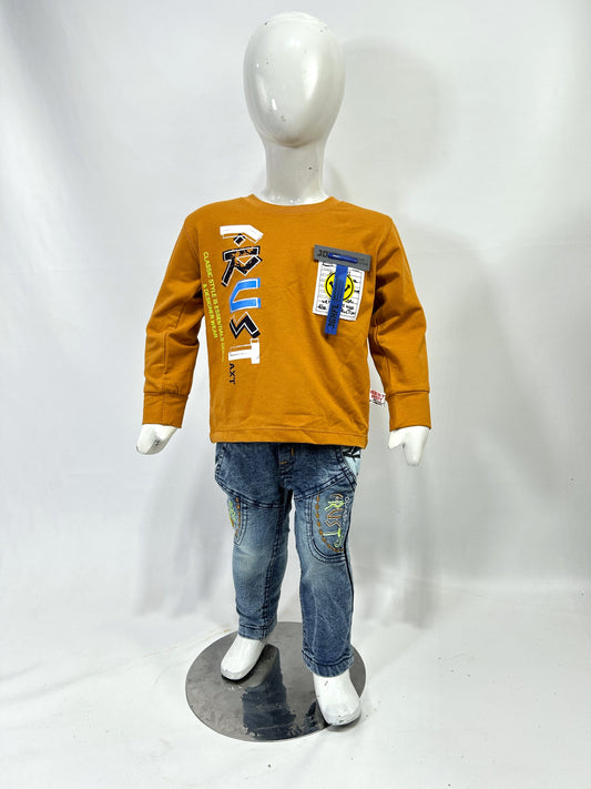 1Yr - 4Yrs Rust Brown Full Sleeve Suit For Kids AJ BS510