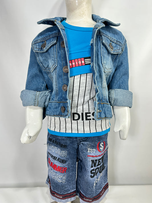 6Mth - 8Yrs Blue Denim Jacket For Kids KJ33