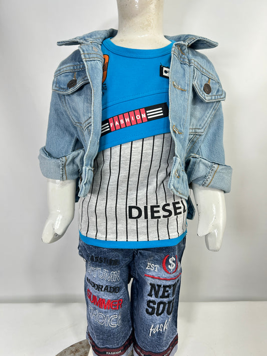 6Mth - 8Yrs Ice Blue Denim Jacket For Kids KJ34