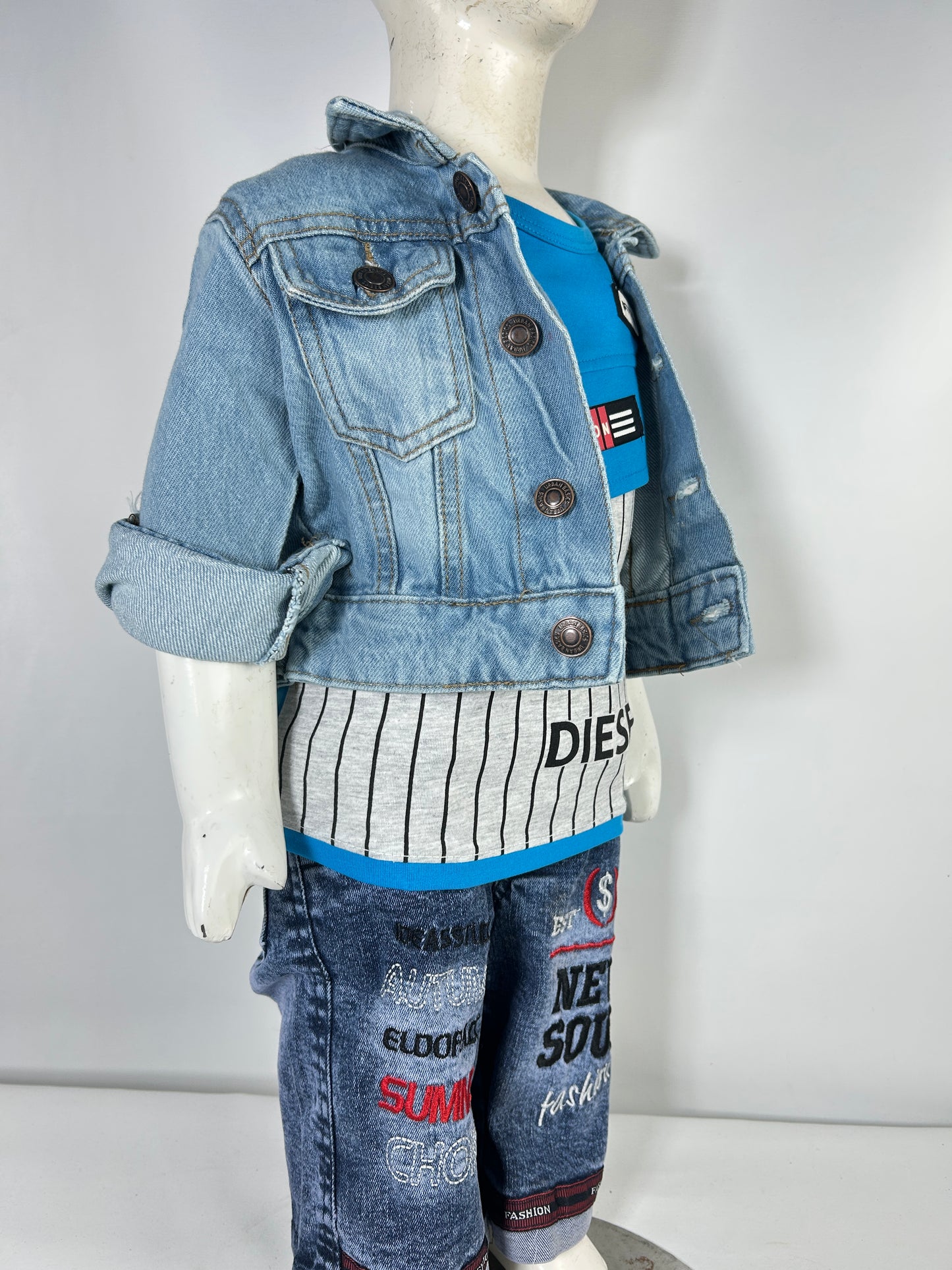 6Mth - 8Yrs Ice Blue Denim Jacket For Kids KJ34