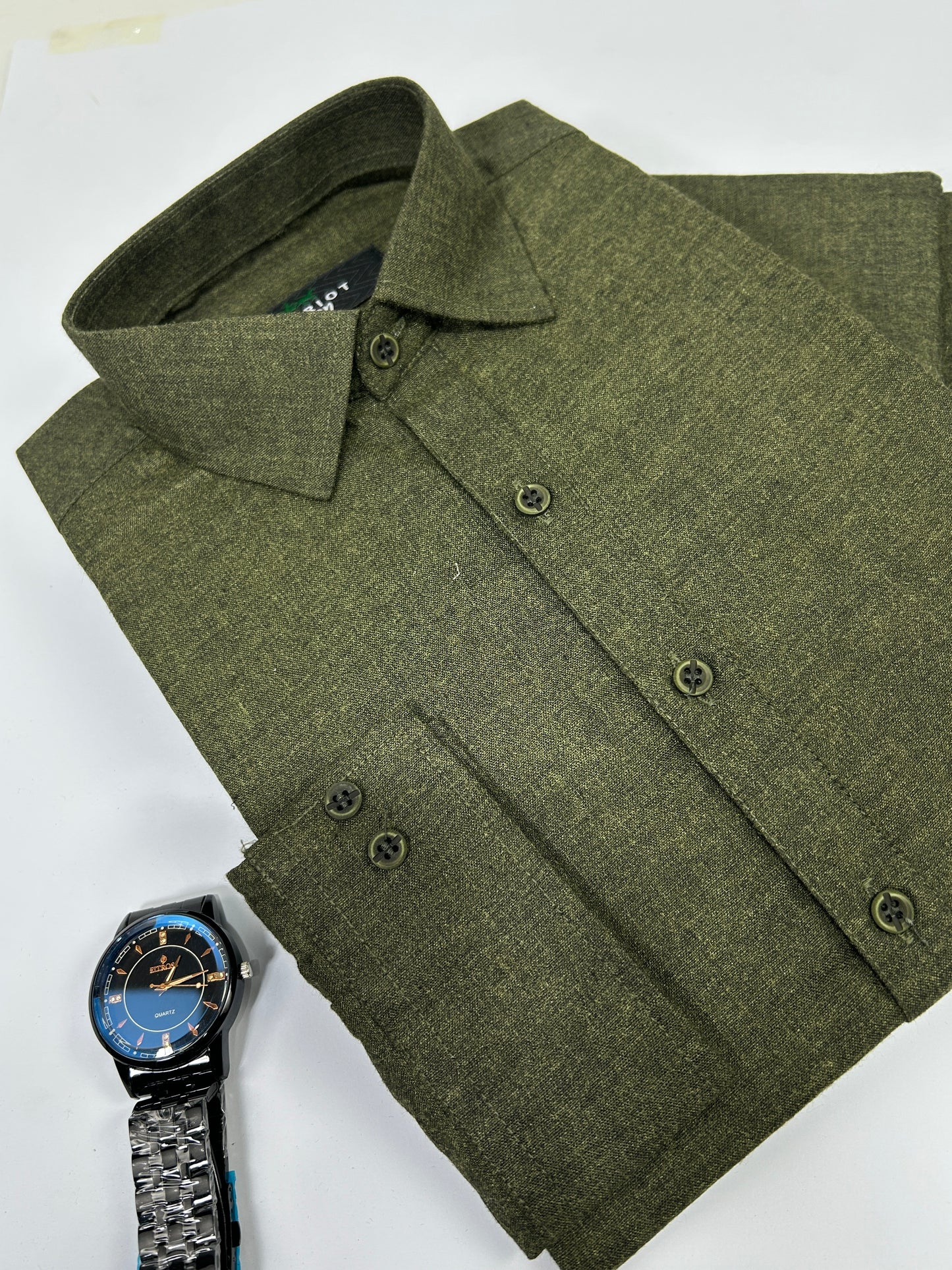 830 Men's Woollen Kameez Shalwar Stitched Suit Green 02 MSK250