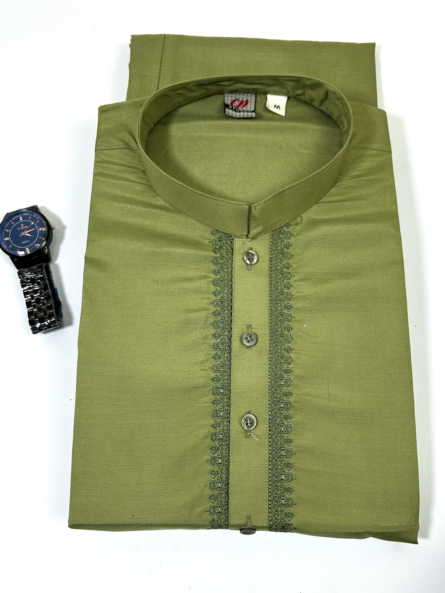 785 Men's Kameez Shalwar Stitched Suit Green 05 MSK258 Shab