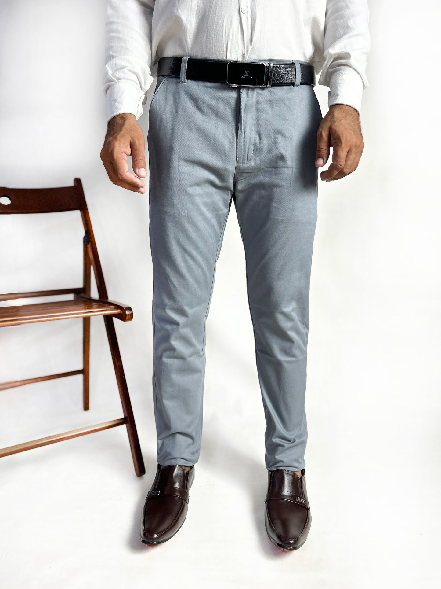 Smoke Grey Cotton Chino Pant For Men MCP33