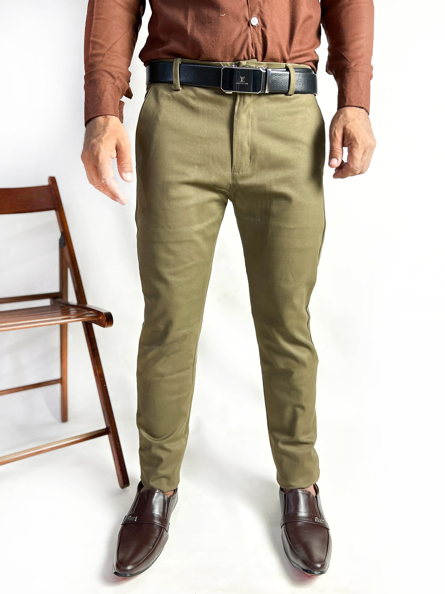 Reseda Green Cotton Chino Pant For Men MCP35