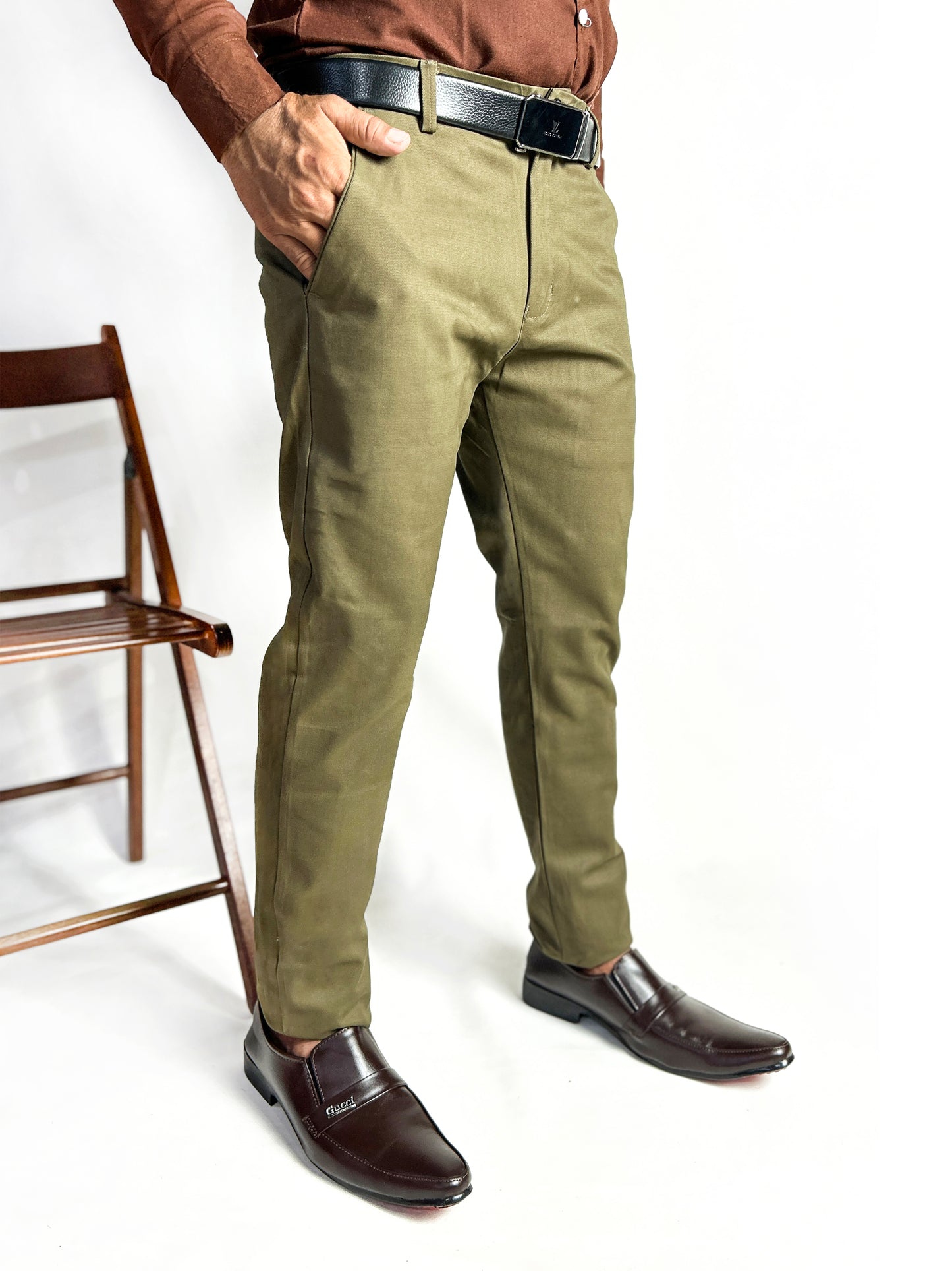 Reseda Green Cotton Chino Pant For Men MCP35