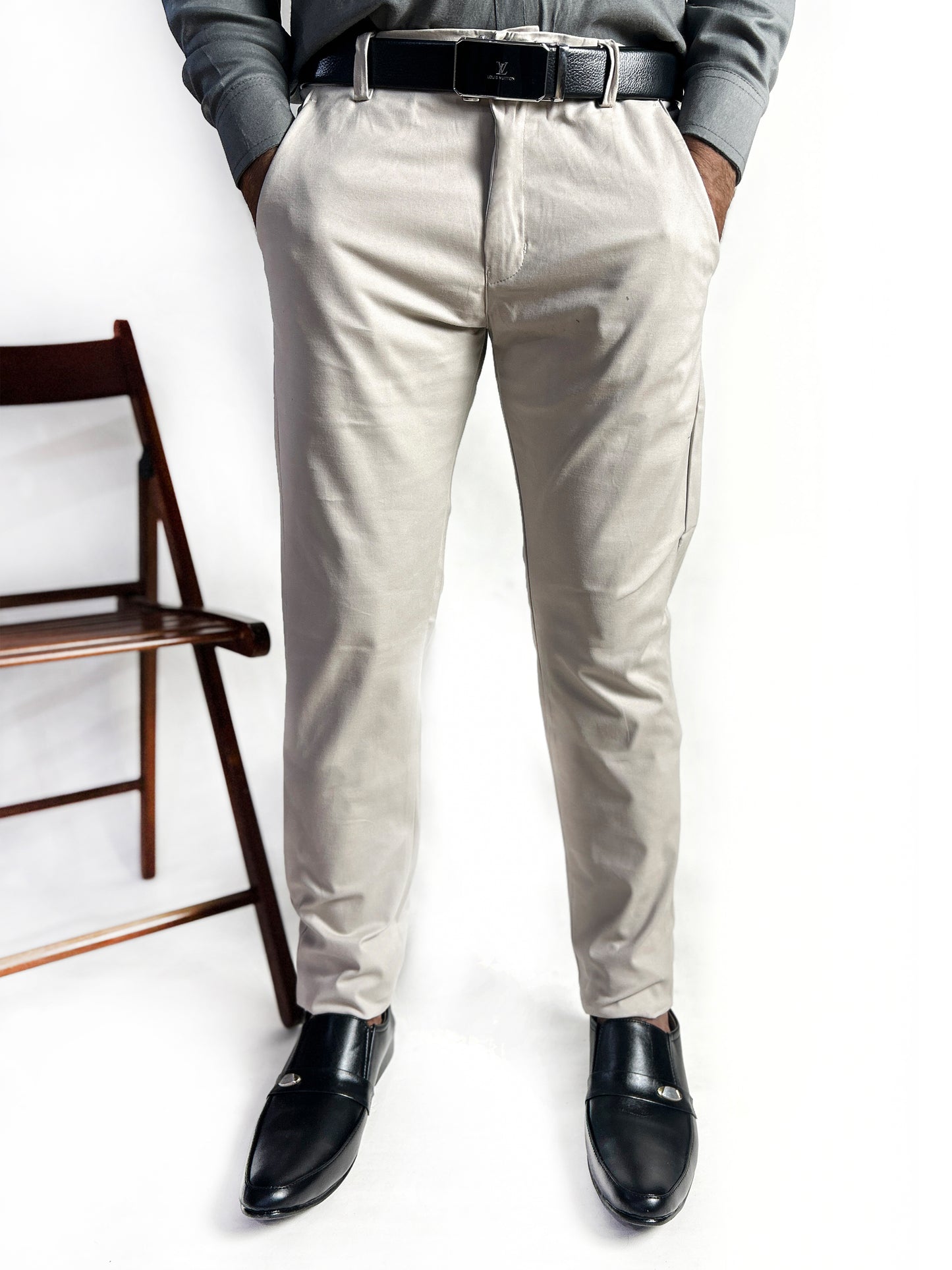 Beige Cotton Chino Pant For Men MCP34