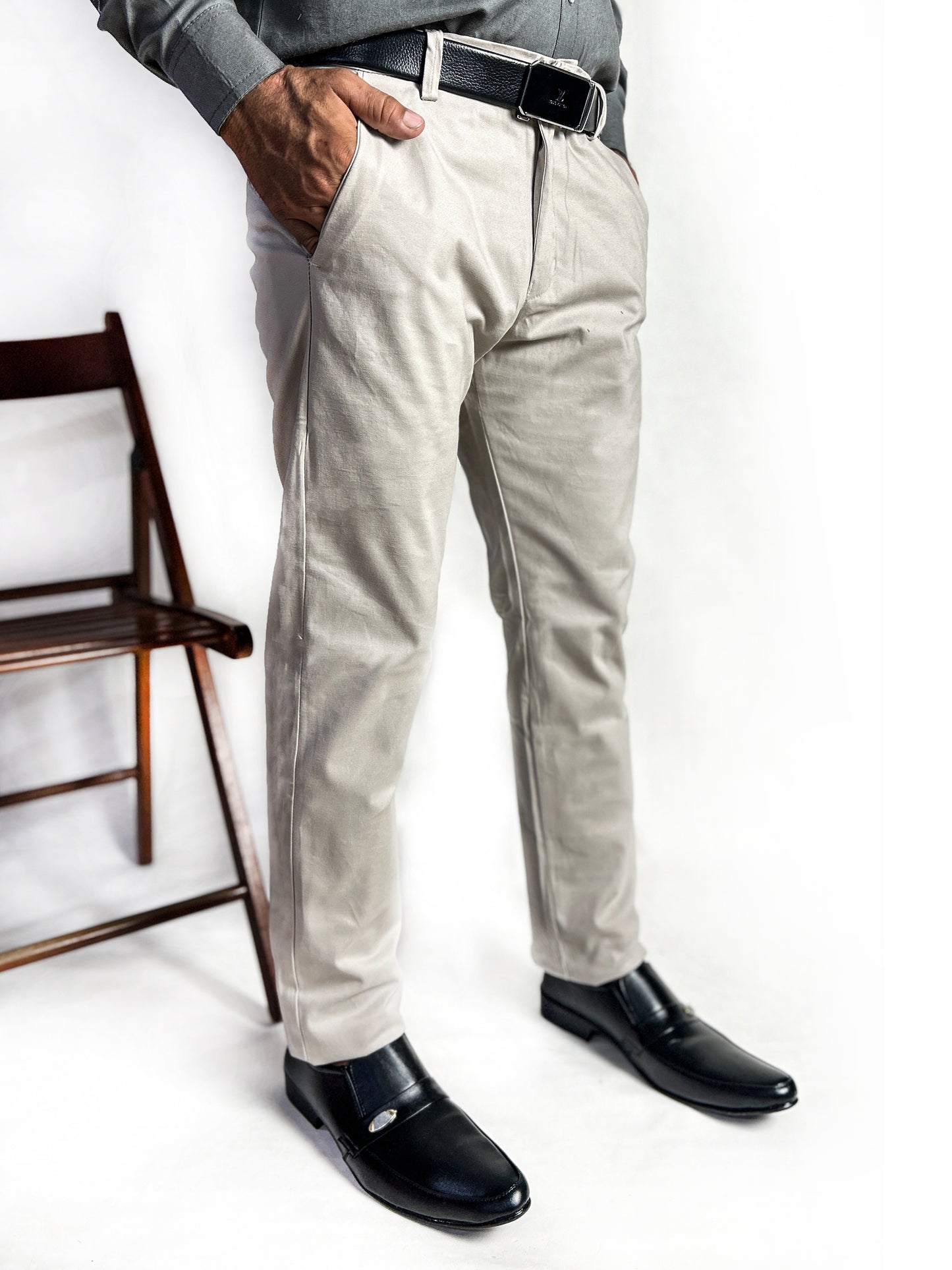 Beige Cotton Chino Pant For Men MCP34