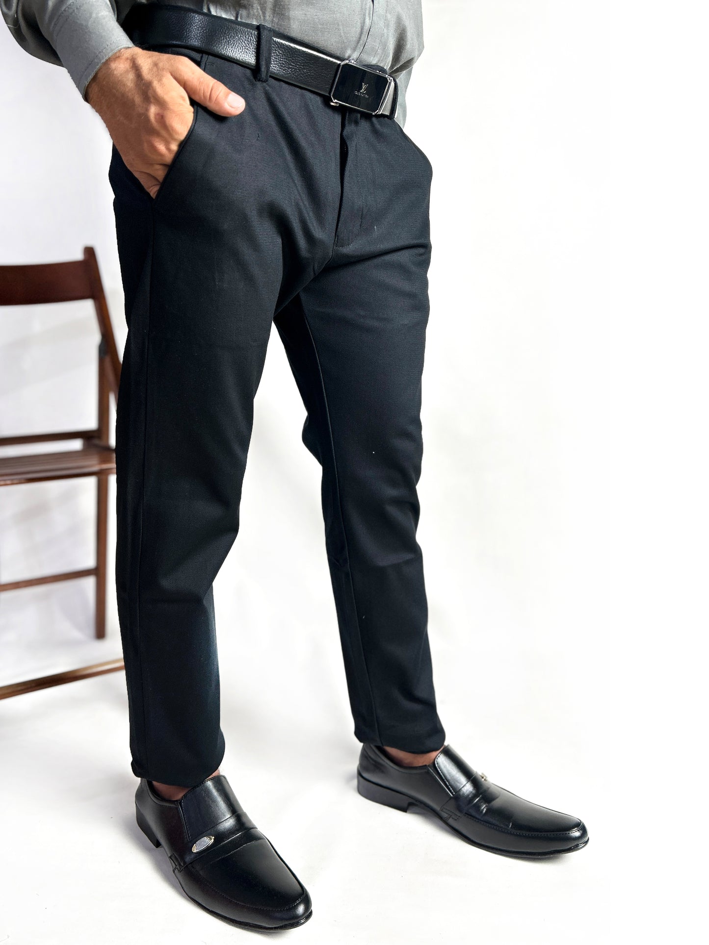 Black Cotton Chino Pant For Men MCP31