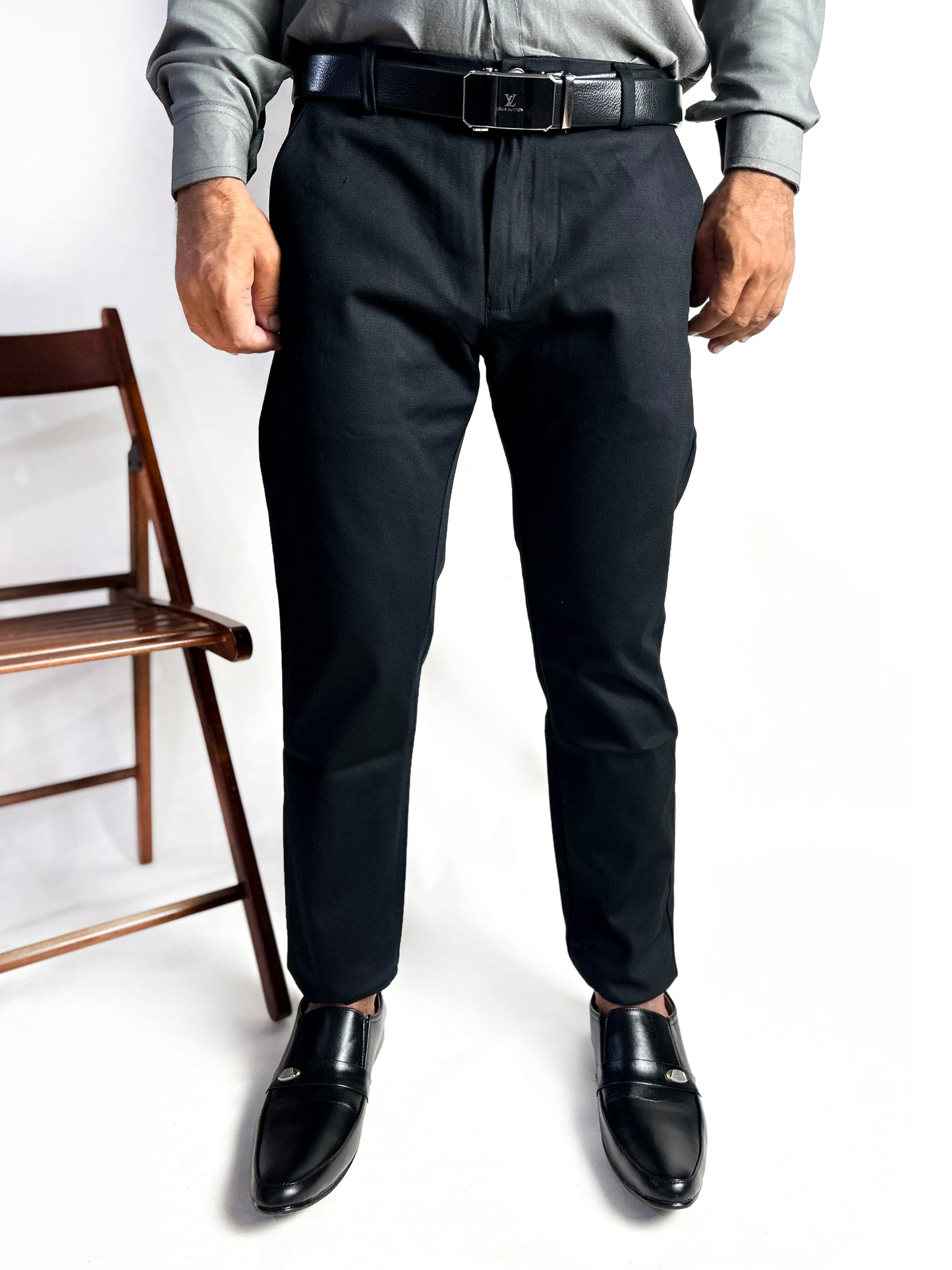 Black Cotton Chino Pant For Men MCP31