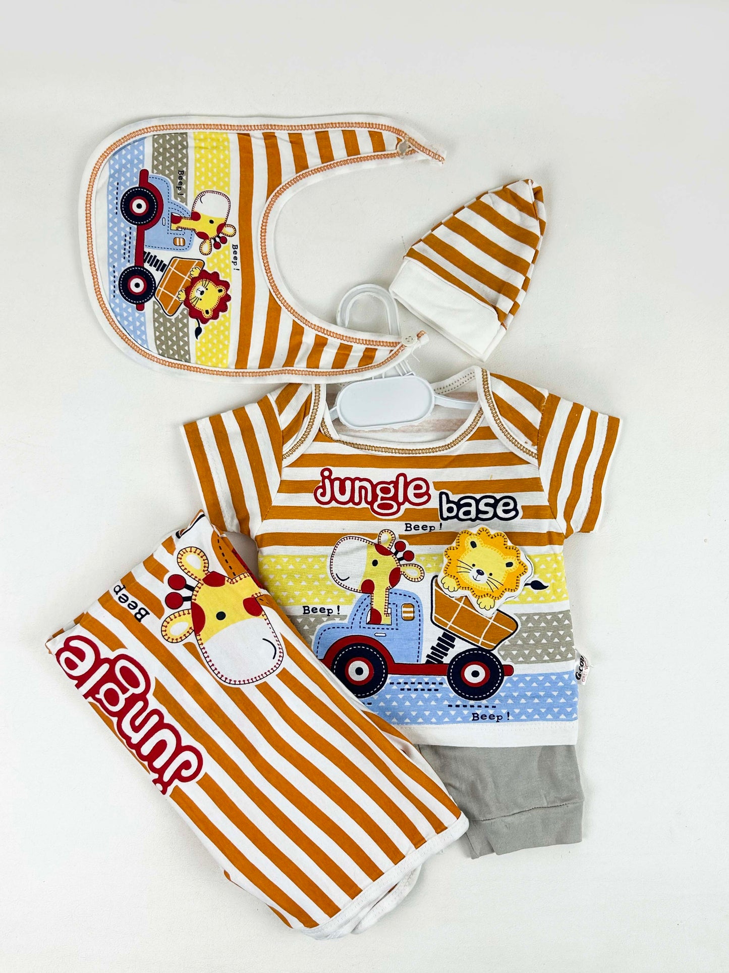 0Mth - 3Mth Jungle Brown 5Pcs Gift Set For Newborn HG NBGS192