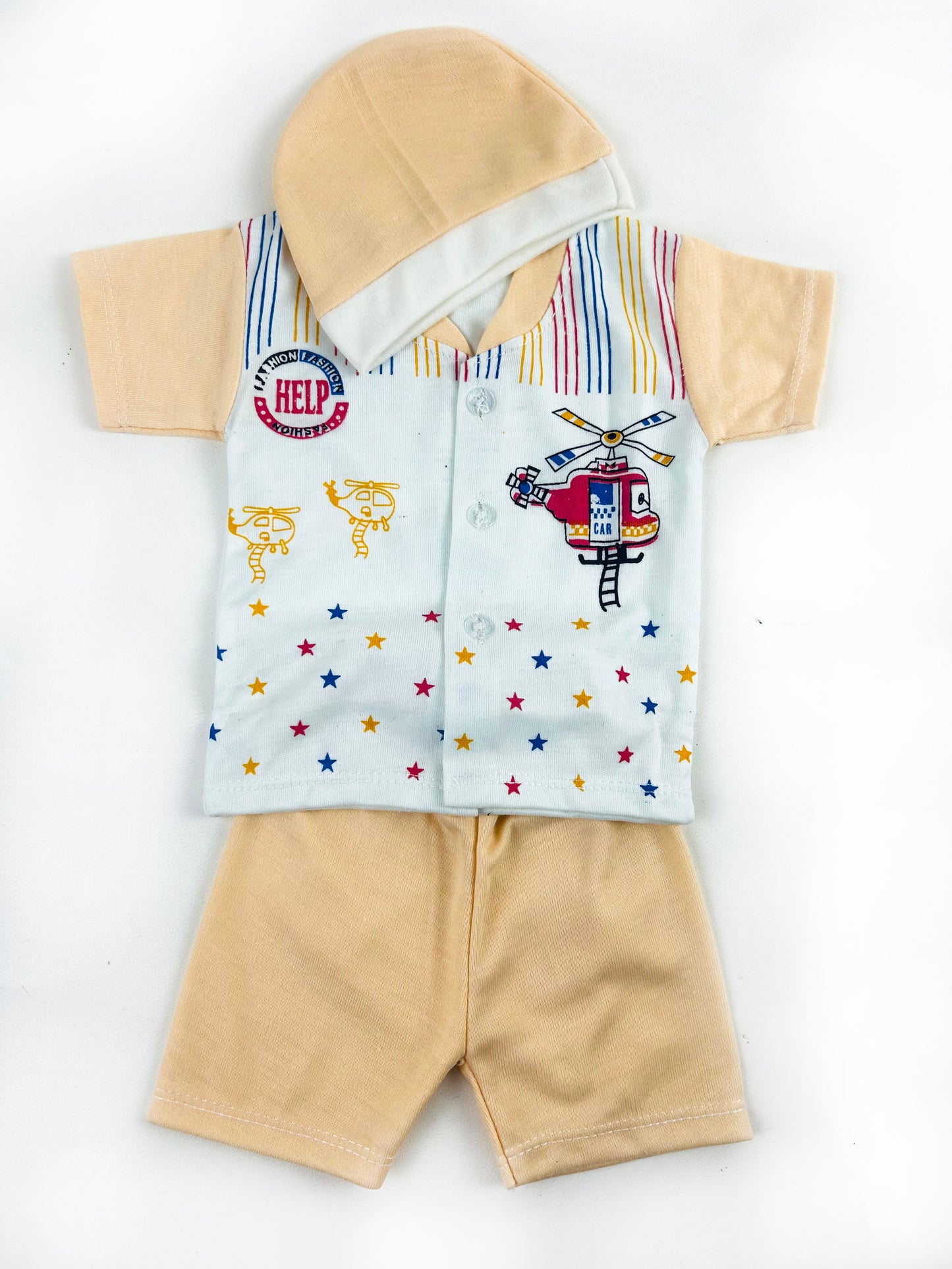 0Mth - 3Mth Helicopter Peach Baba Suit For Newborns NBS532