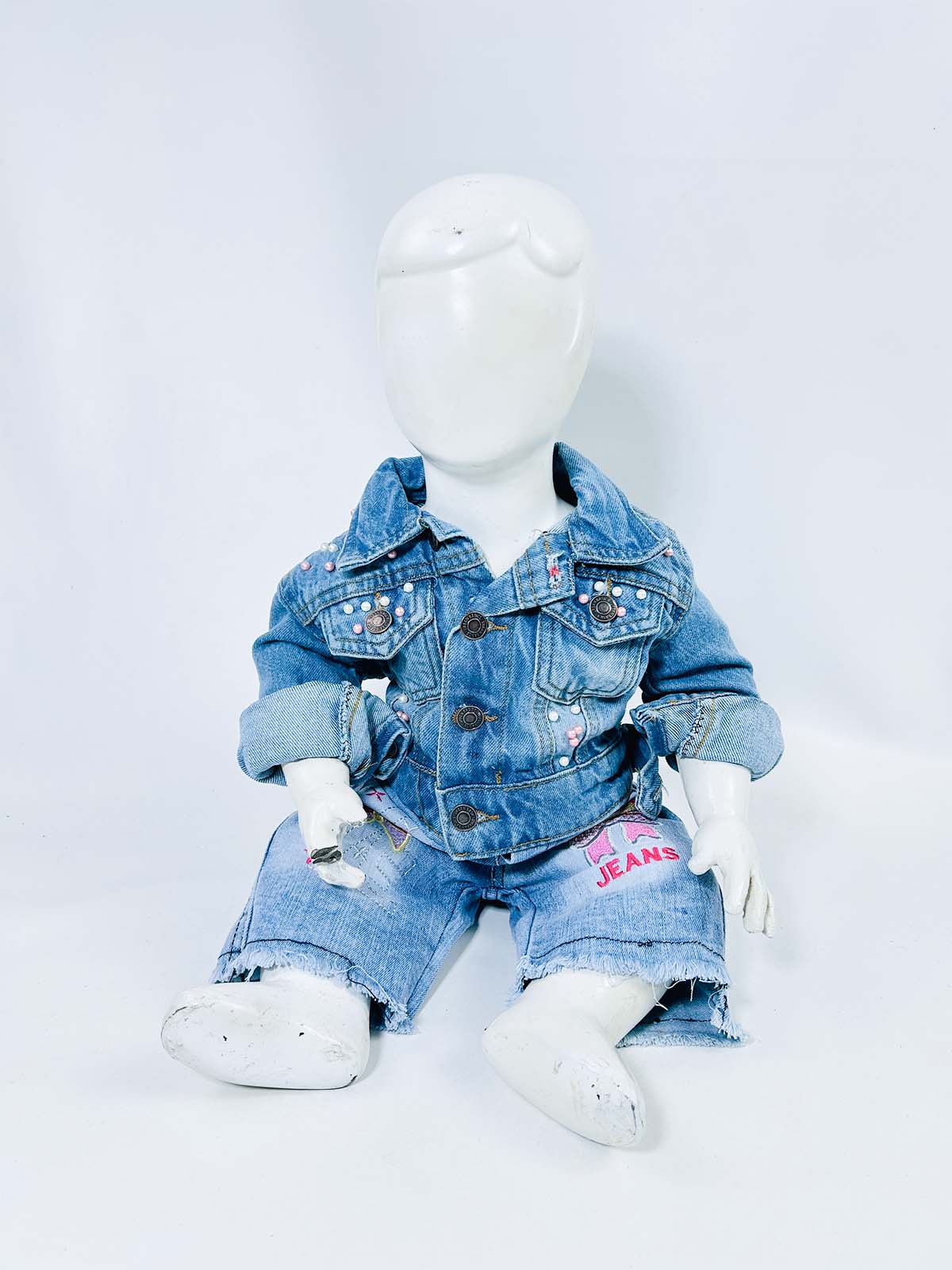 6Mth- 8Yrs Faded Light Blue Denim Jacket For Girls KJ41