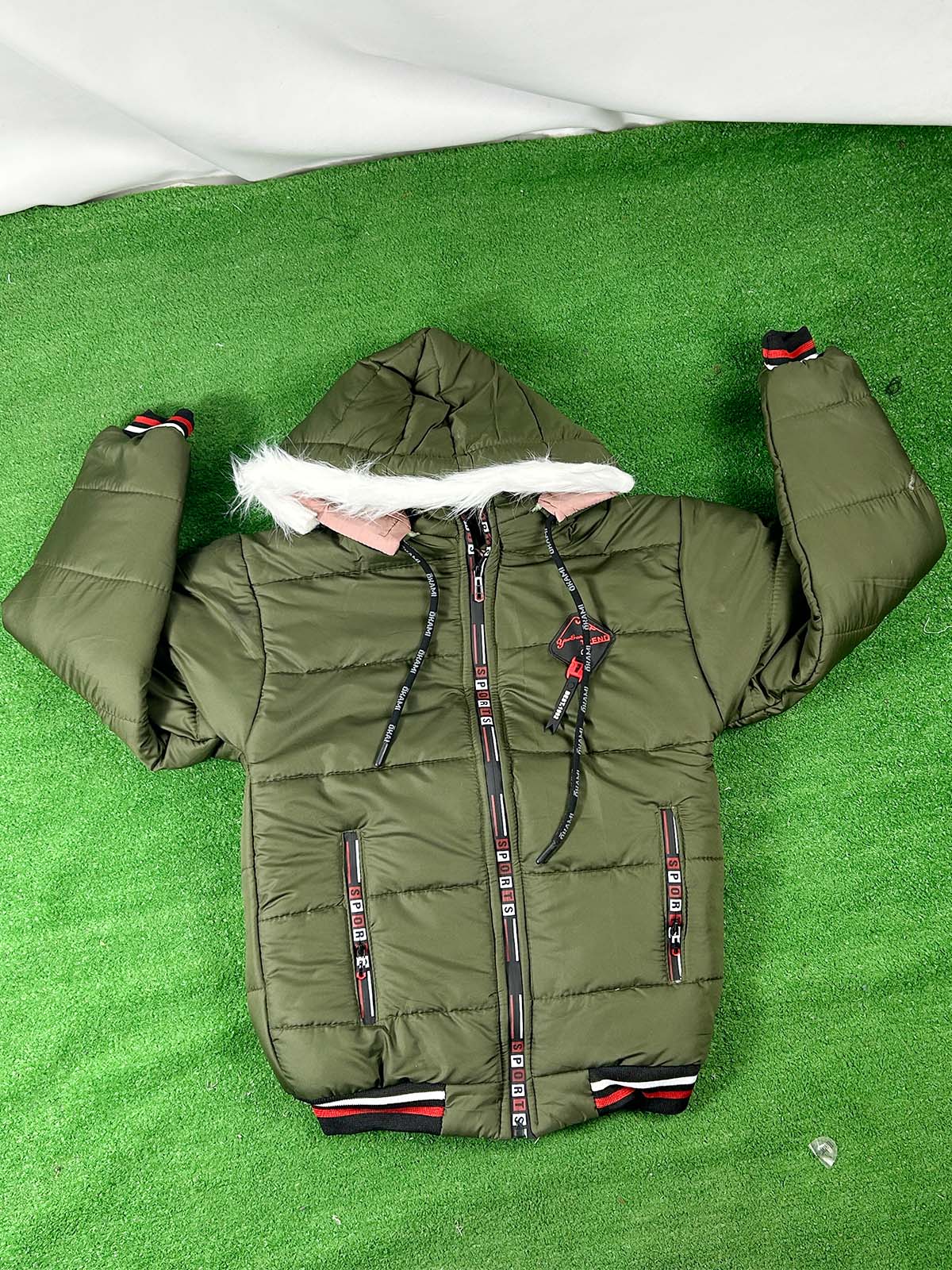 10Yrs - 14Yrs Green Hooded Puffer Jacket For Kids KJ54