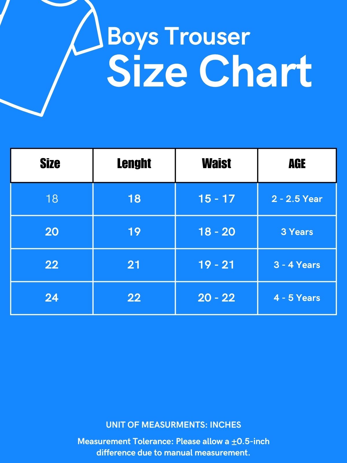 2Yrs - 5Yrs Blue Trouser For Boys BT66