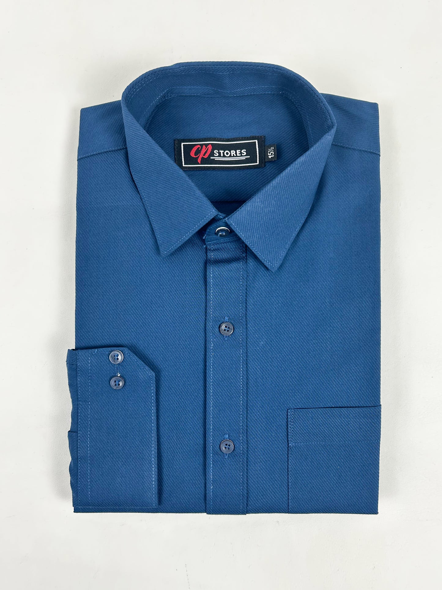 Navy Blue Self Lines Formal Dress Shirt For Men MFS249