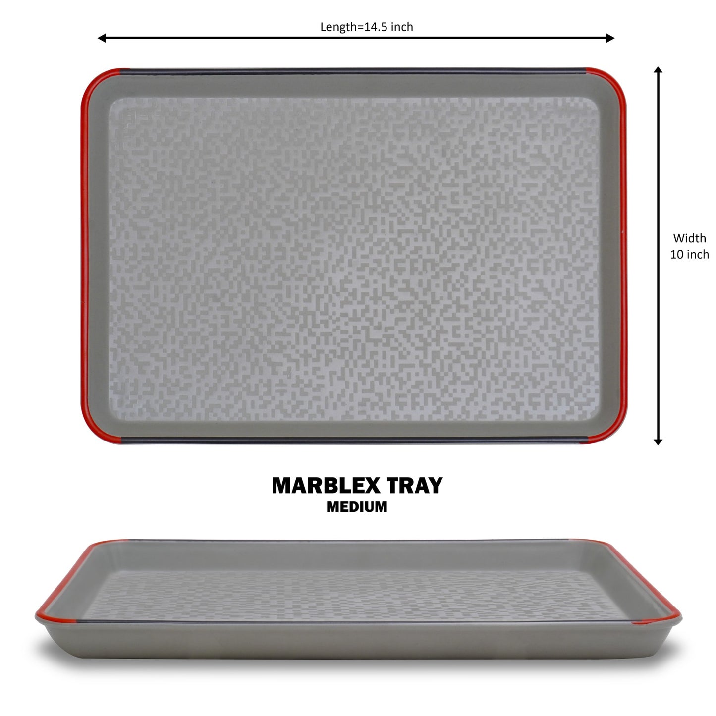 Plastic Rectangle Shape Serving Tray 3 Sizes Set Gray