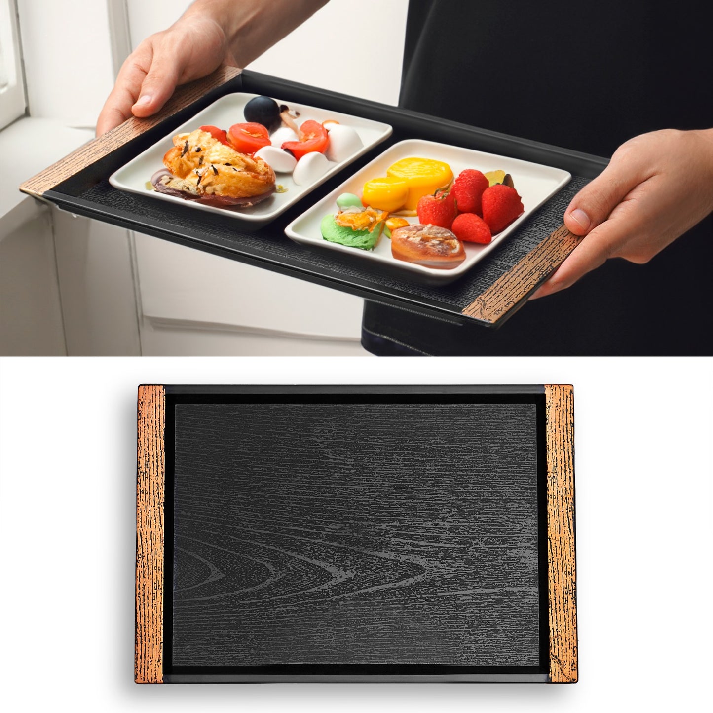 Plastic Rectangle Shape Serving Tray 3 Sizes Set