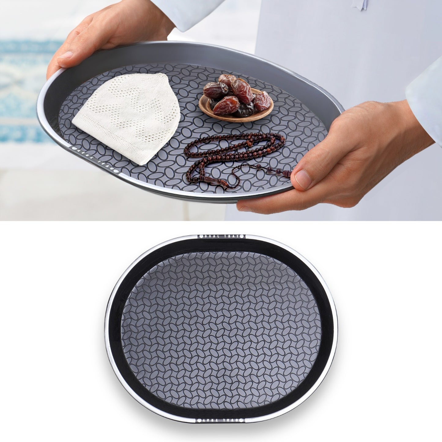 Plastic Oval Shape Serving Tray 2 Sizes Set