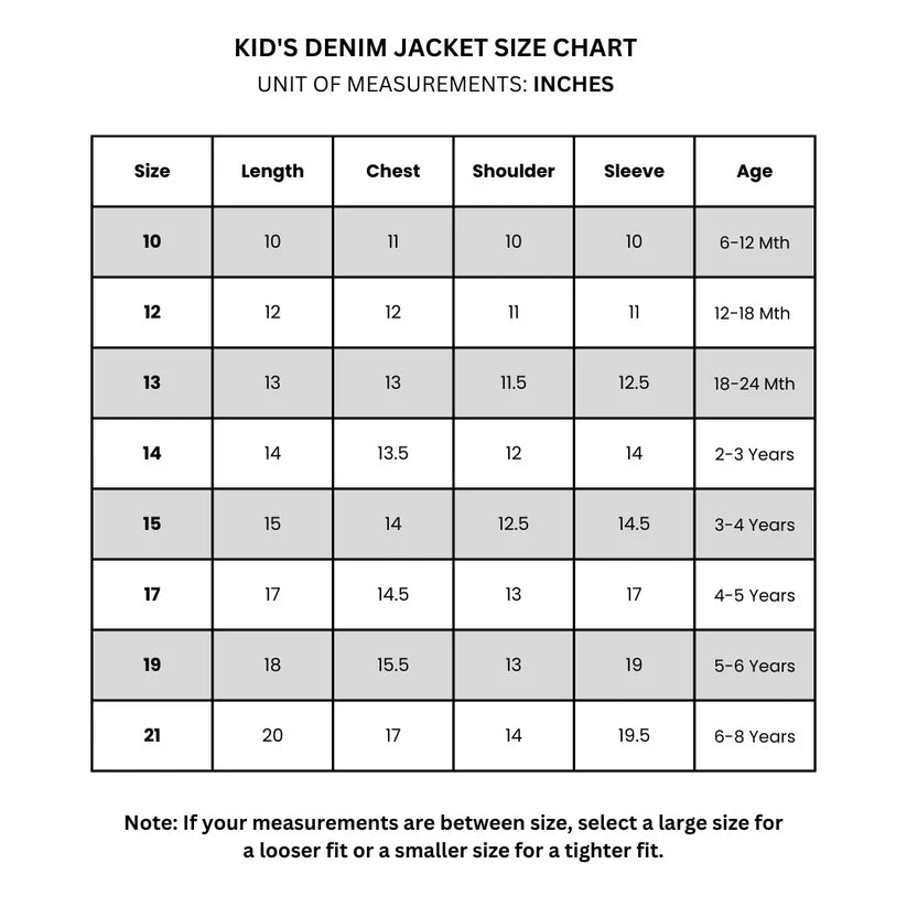 6Mth - 8Yrs Ice Blue Denim Jacket For Kids KJ34