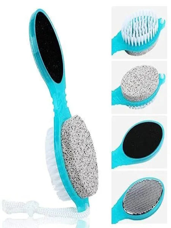4 in 1 Pedicure Pumice Stone for Feet, Foot Hand Toe Nail Cleaning Brush, Metal File , Manicure Pedicure Multicolor