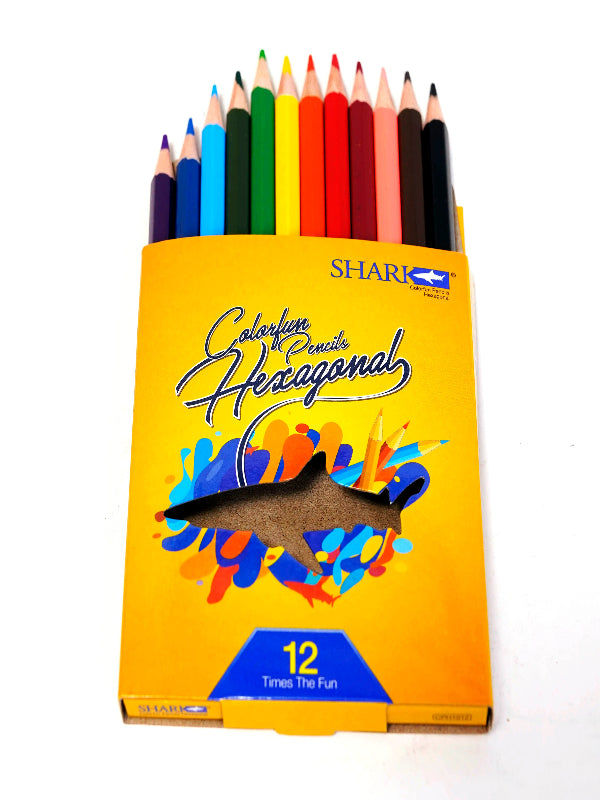 Shark Color Pencils Pack of 12 Hexagonal PB114