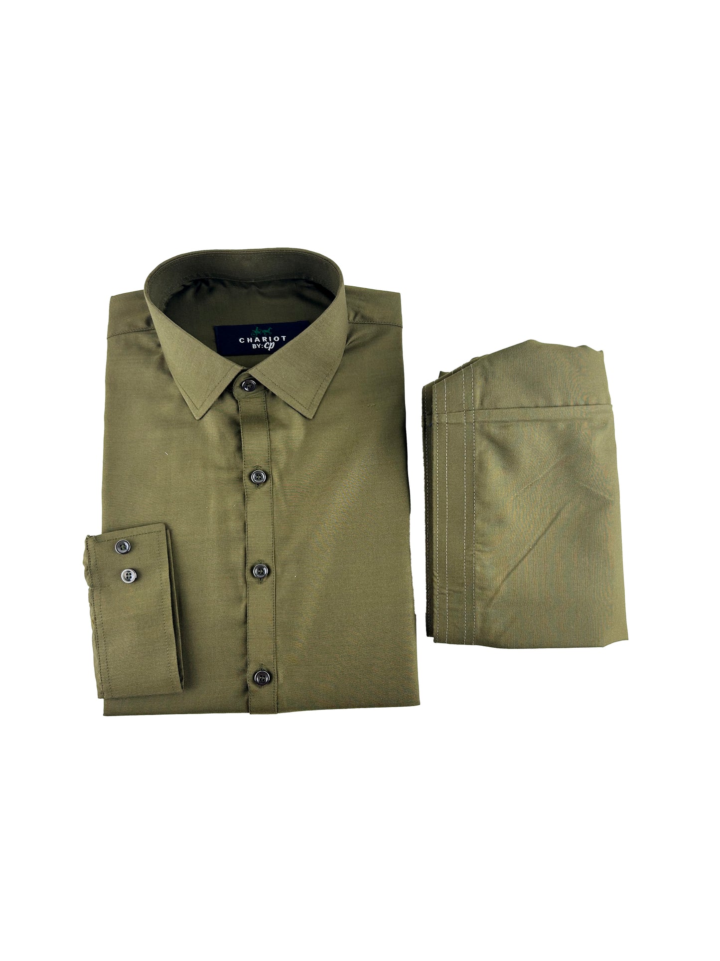 761-6 Deep Olive Green Stitched Suit Kameez Shalwar For Men MSK166