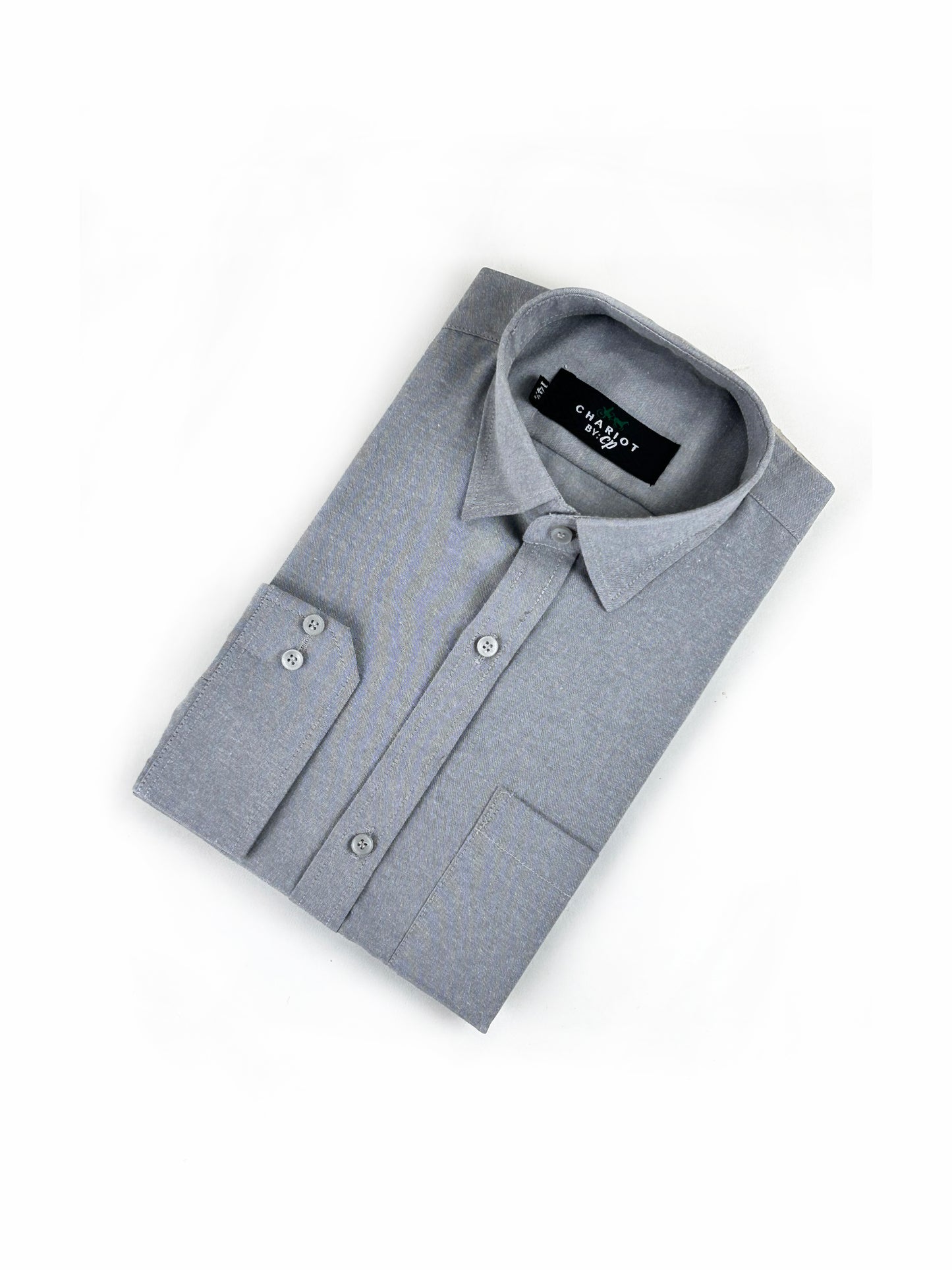 CH Men's Chambray Formal Dress Shirt Light Grey MFS281