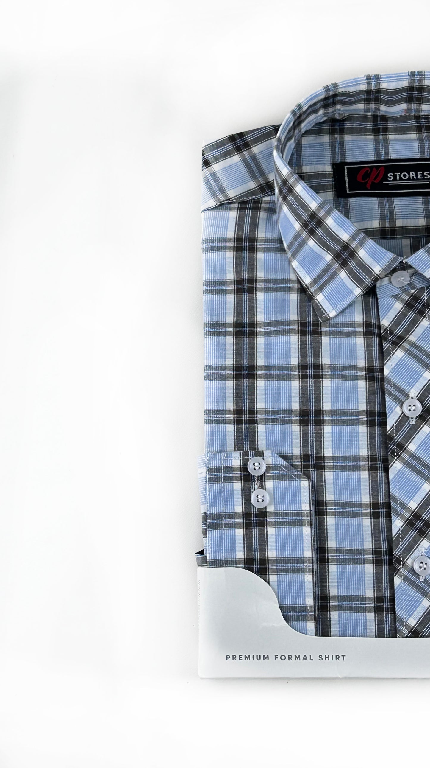 Sky Blue Checks Formal Dress Shirt For Men MFS271