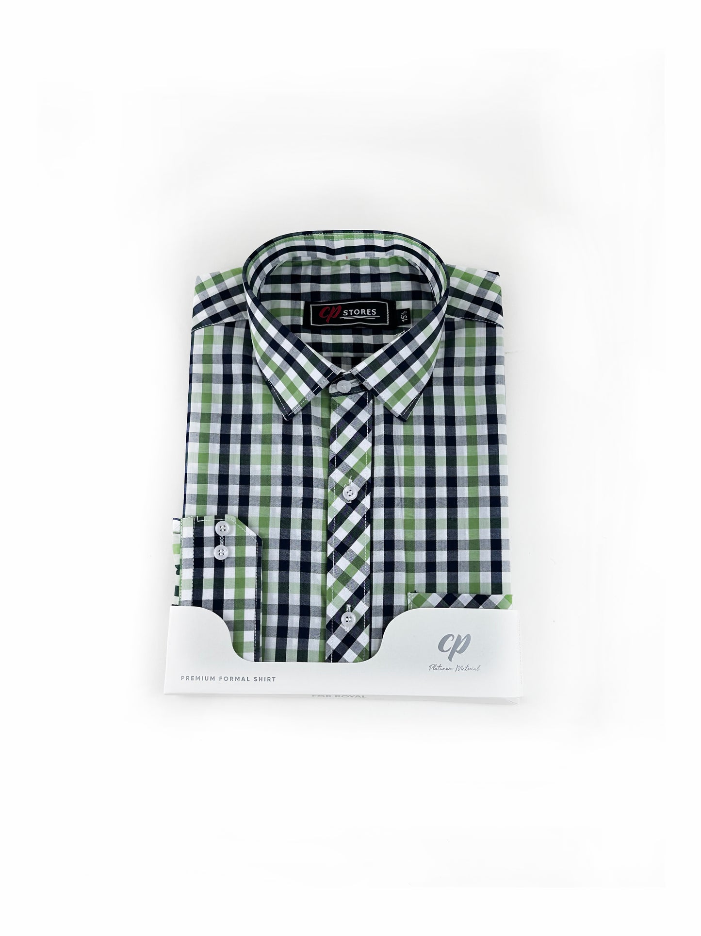 Green B Checks Formal Dress Shirt For Men MFS272