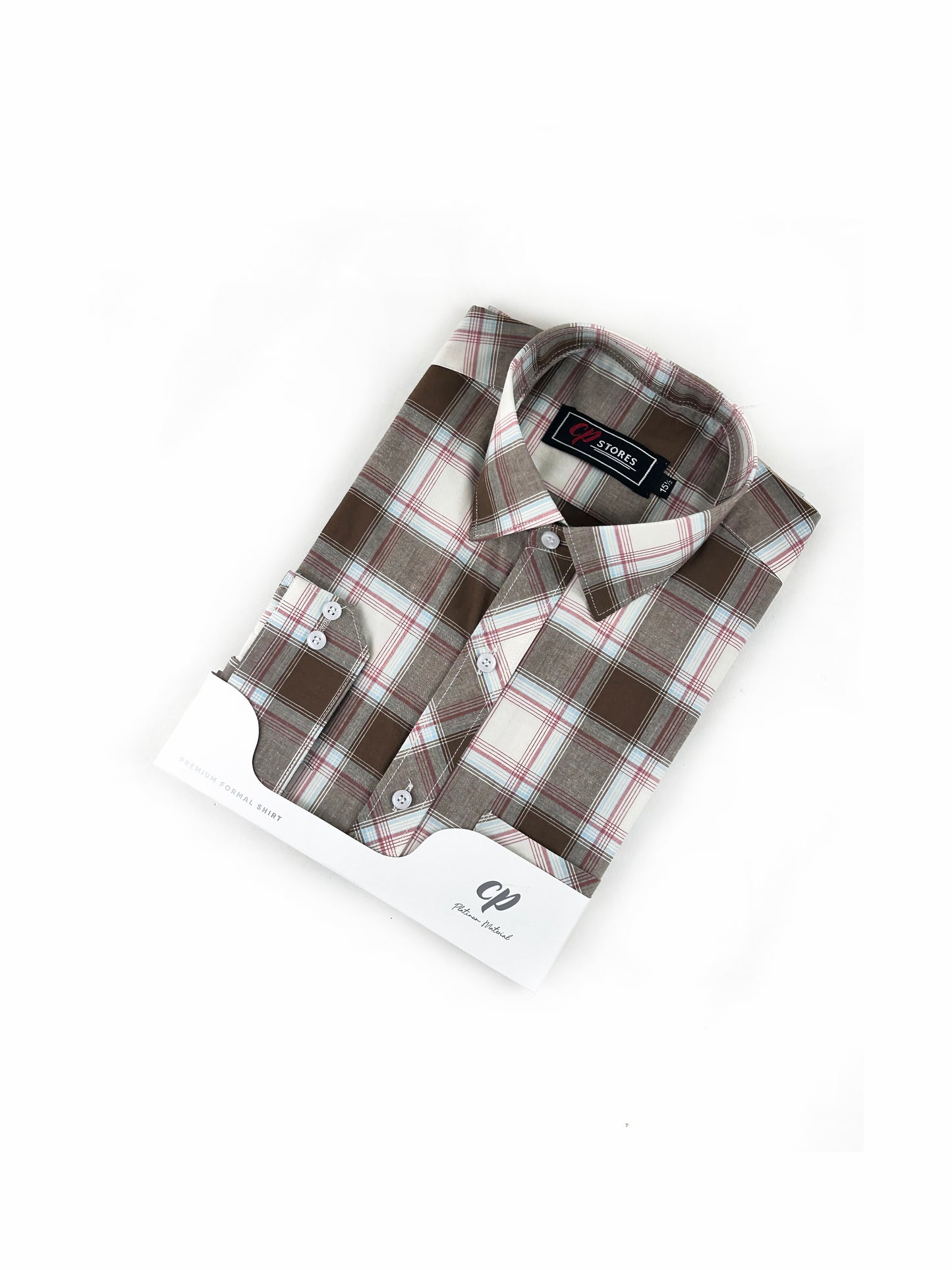 Brown Checks Formal Dress Shirt For Men MFS279