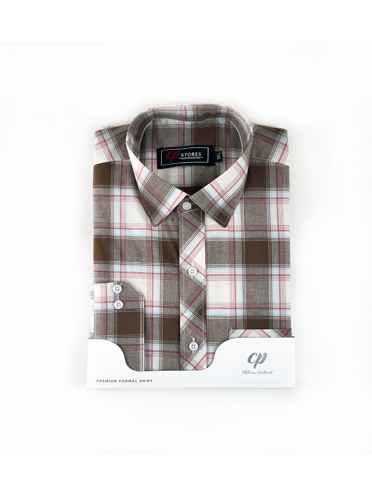 Brown Checks Formal Dress Shirt For Men MFS279