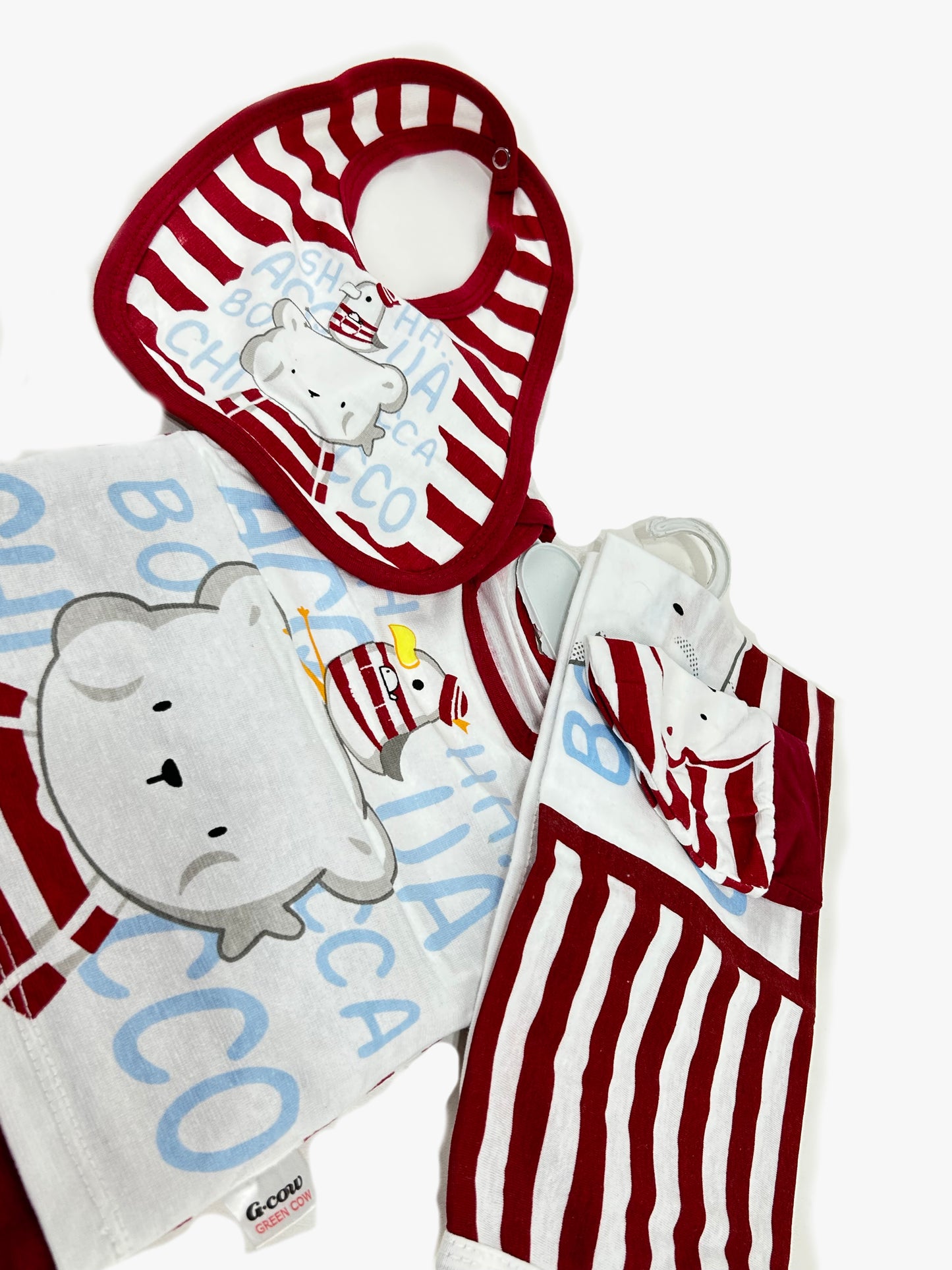 0Mth - 3Mth Little Bandit Bear Red 5Pcs Gift Set For Newborn UG NBGS210