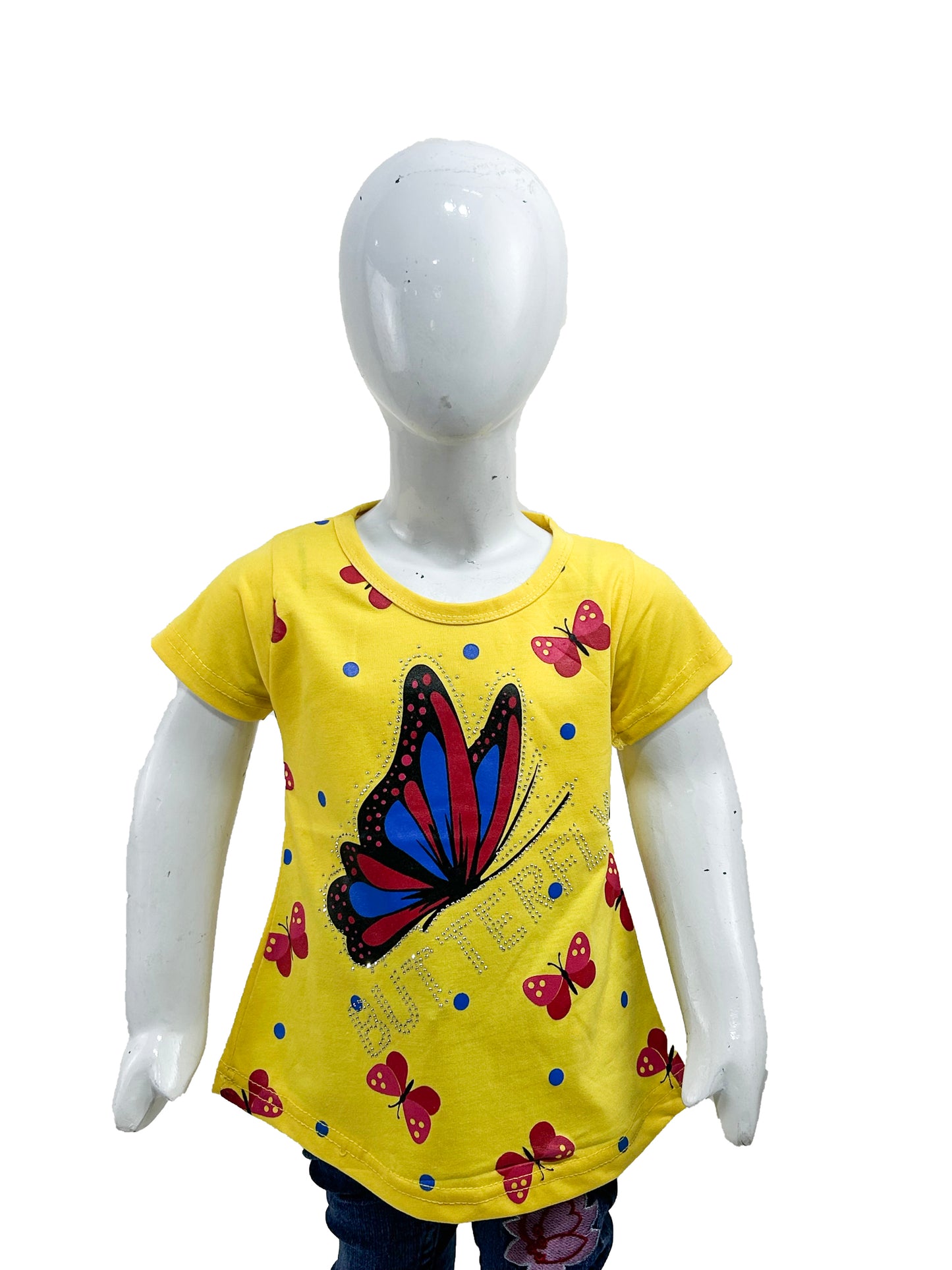 2.5Yrs - 7Yrs TB Butterfly Yellow T-Shirt For Girls GTS59