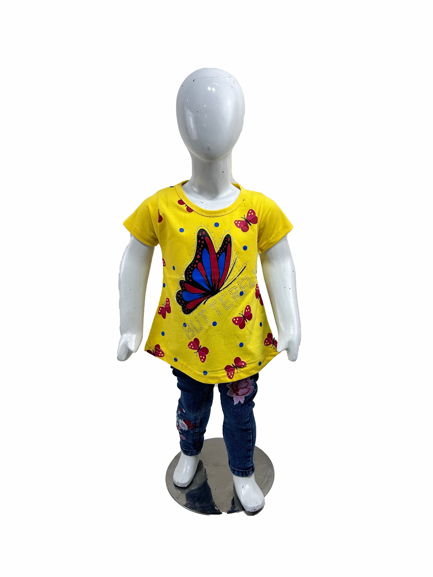 2.5Yrs - 7Yrs TB Butterfly Yellow T-Shirt For Girls GTS59