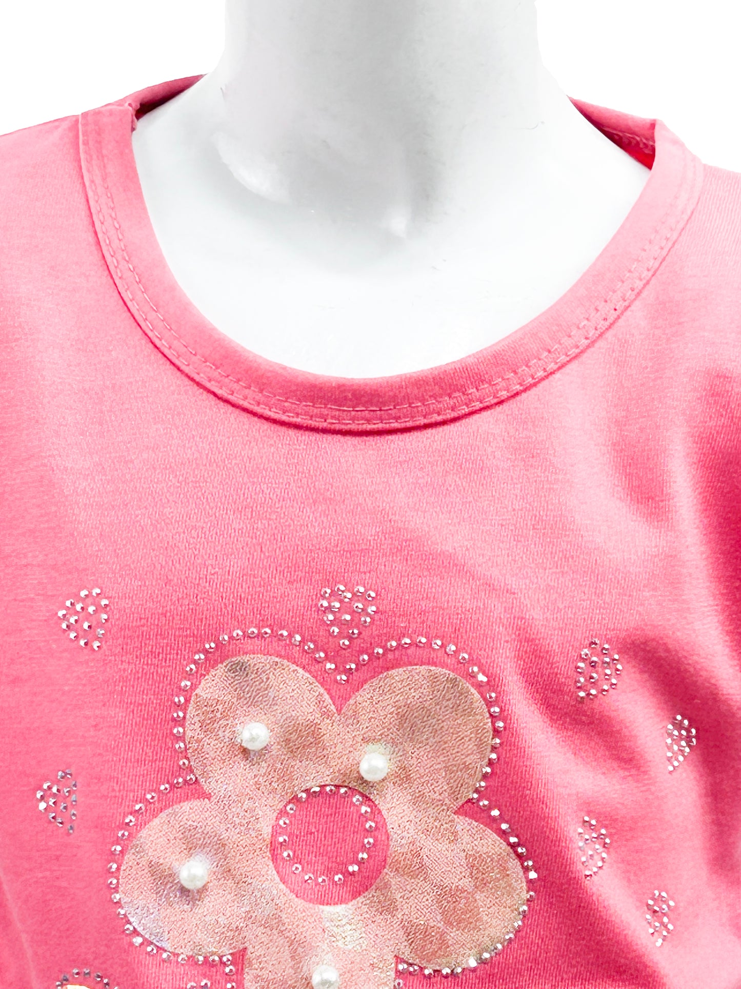2.5Yrs - 7Yrs TB Flower Light Red T-Shirt For Girls GTS61