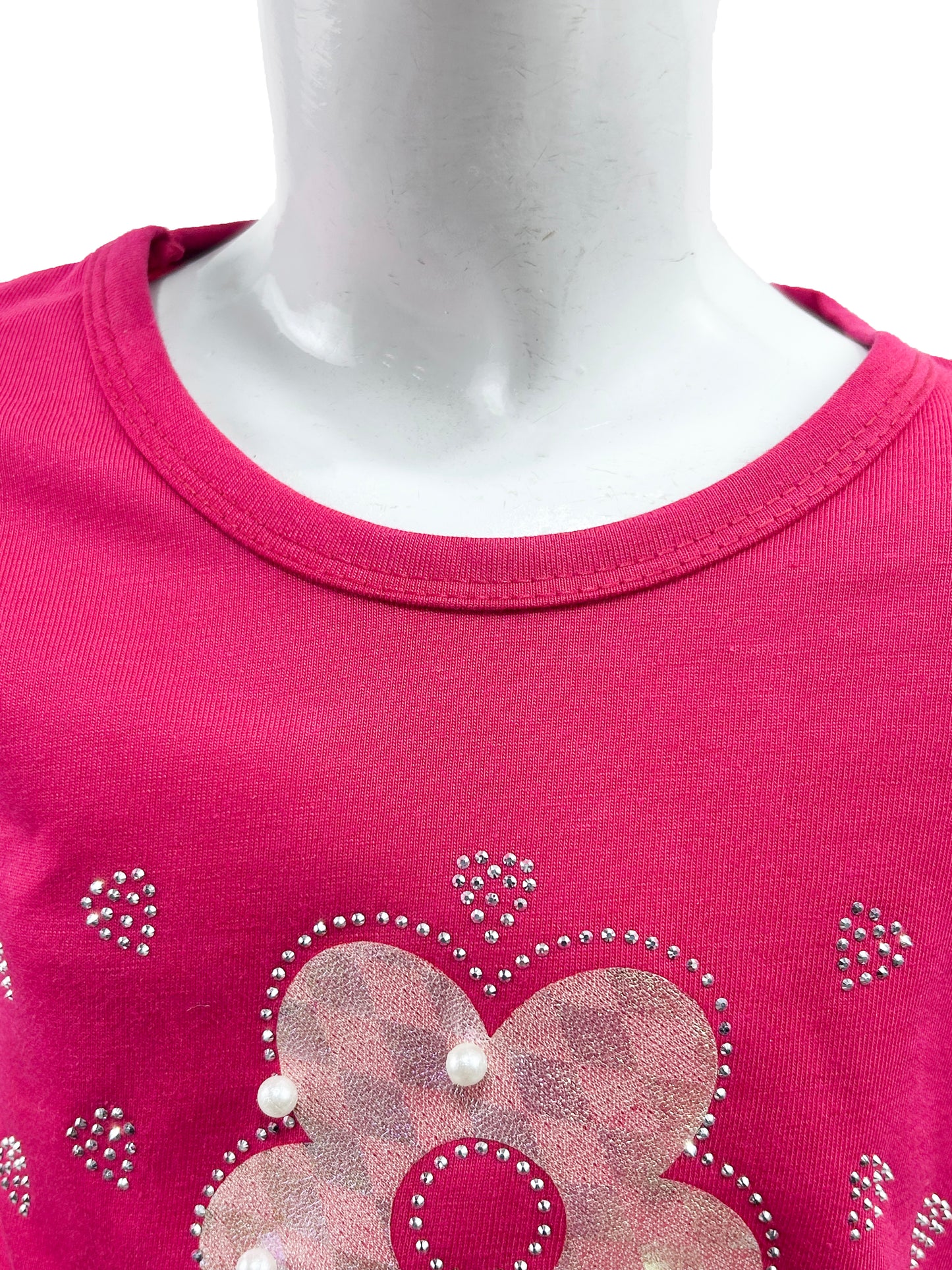 2.5Yrs - 7Yrs TB Flower Dark Pink T-Shirt For Girls GTS63