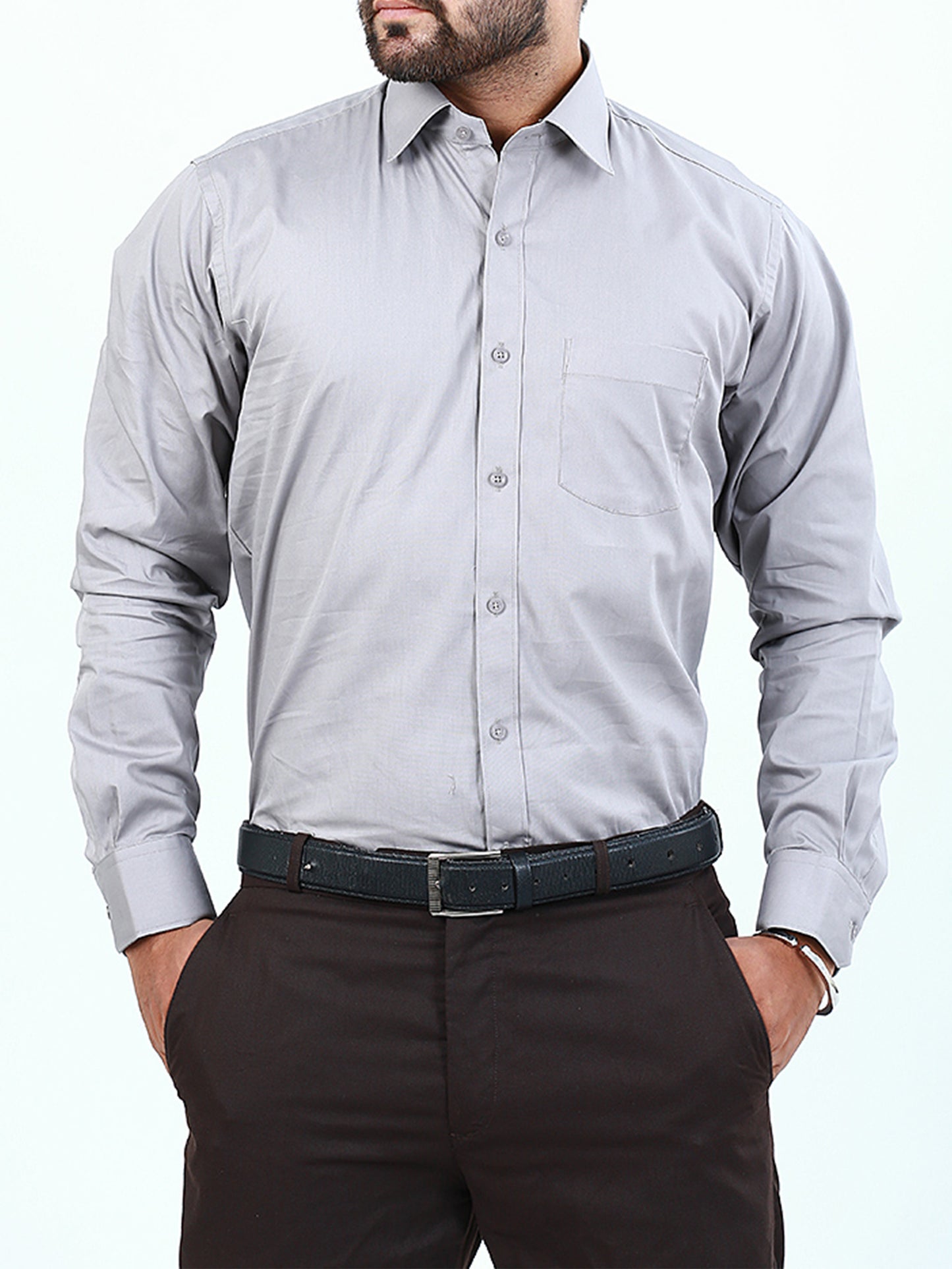 Men's Formal Dress Shirt Plain Light Grey