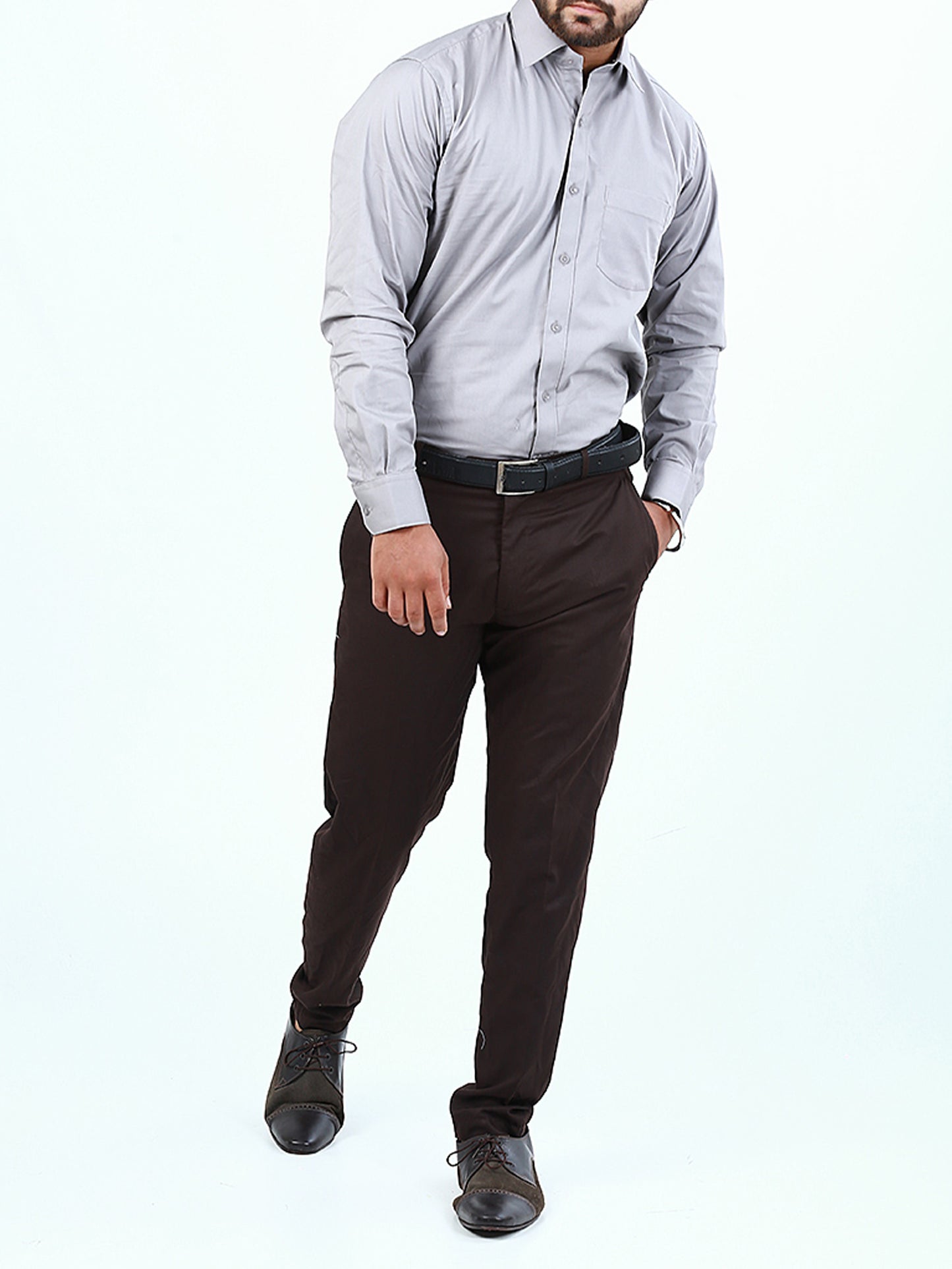 Men's Formal Dress Shirt Plain Light Grey