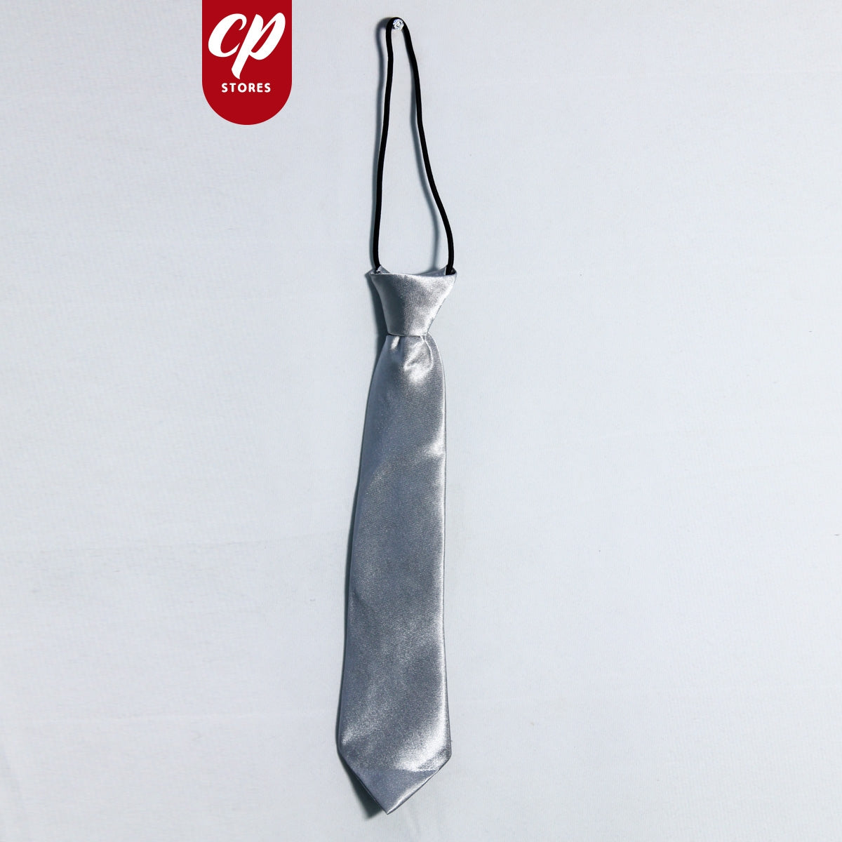 Cut Price Boys Elastic Tie 9.5 Inches Silver Shine