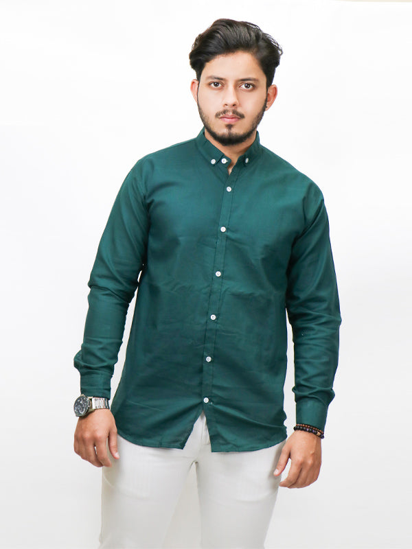 Men's Chambray Casual Shirt Dark Green