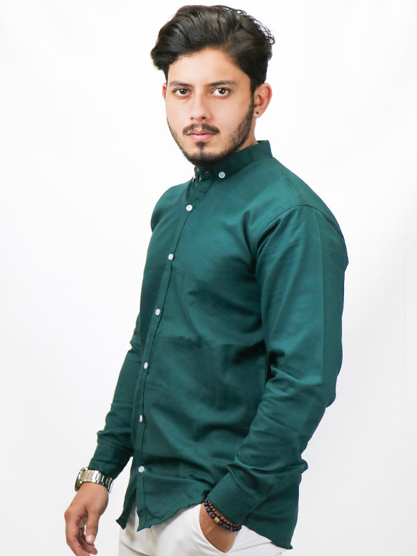 Men's Chambray Casual Shirt Dark Green