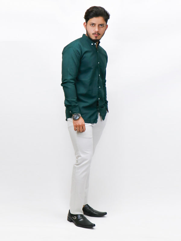 Men's Chambray Casual Shirt Dark Green