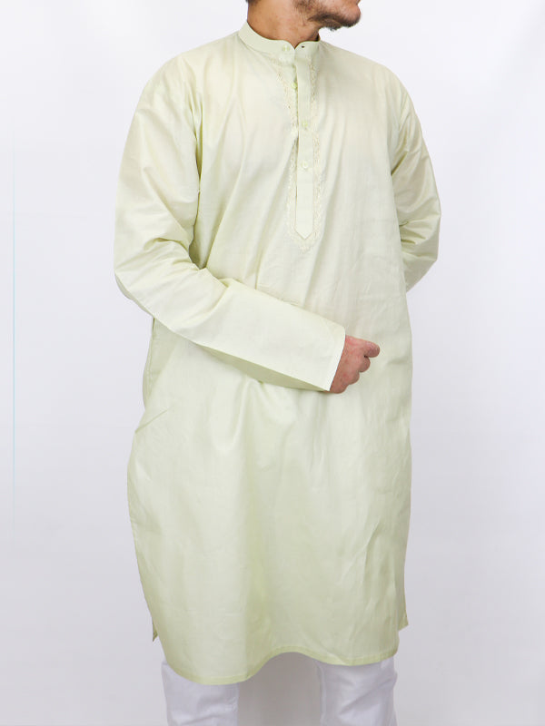 M-AFZL 100% Premium Cotton Kurta Sherwani Collar for Men Sage