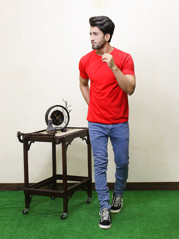 MM Men's Round Neck T-Shirt Red