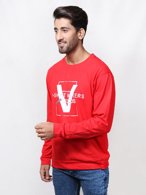 SN Men's Full Sleeve Printed T-Shirt Red