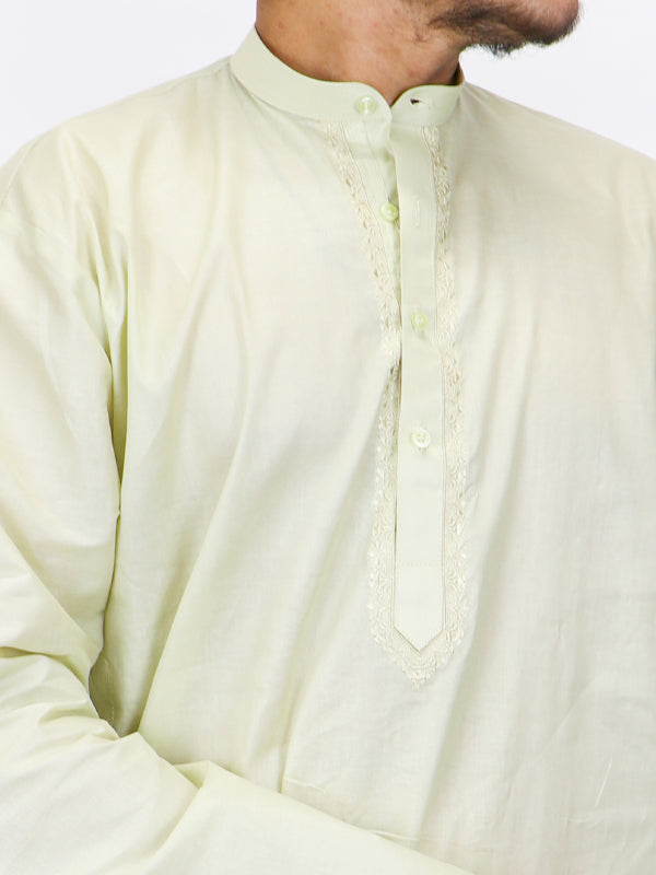 M-AFZL 100% Premium Cotton Kurta Sherwani Collar for Men Sage