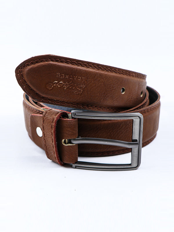 Faux Leather Belt for Men Dull Brown
