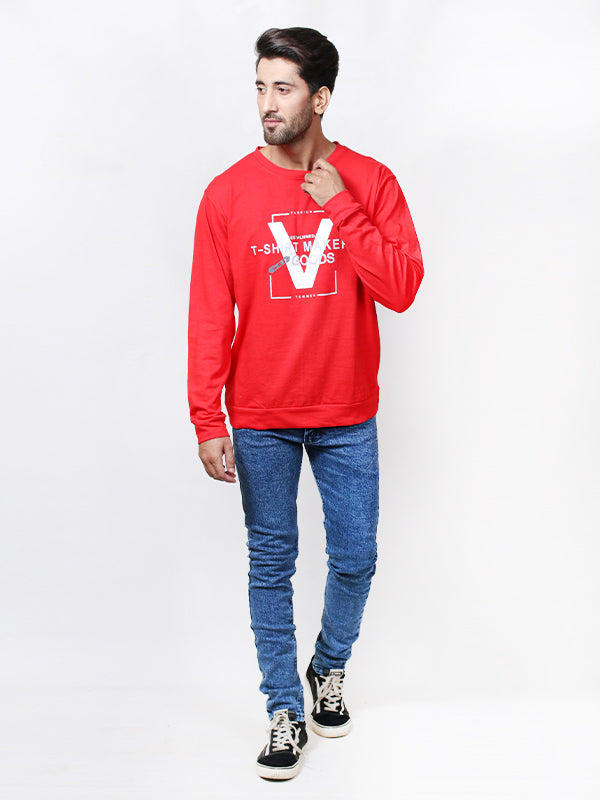 SN Men's Full Sleeve Printed T-Shirt Red