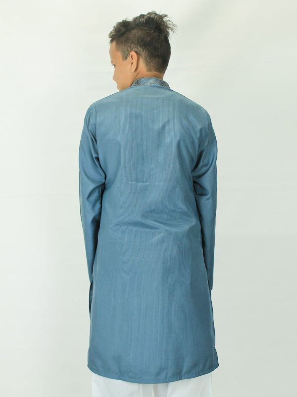 Self Lining Embroidery Kurta for Boys 6-15 YR Slate Grey