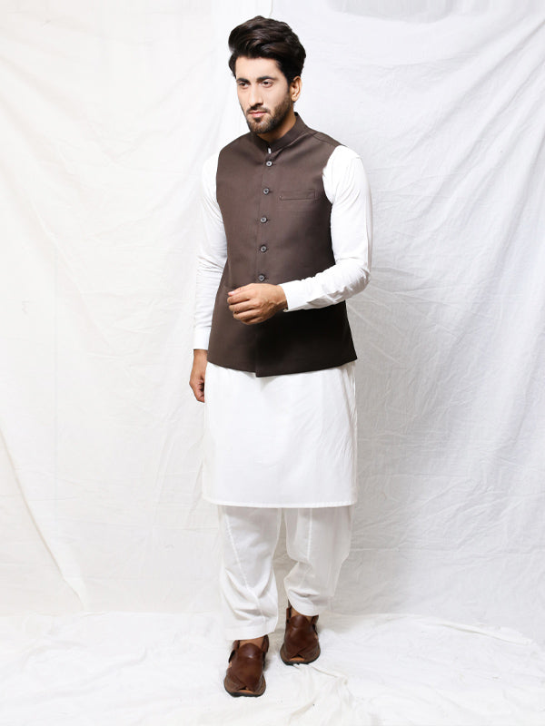 Men's Plain Waistcoat Dark Brown